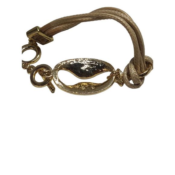 Golden & Bling & Cream Corded Bracelet - Picture 3 of 4